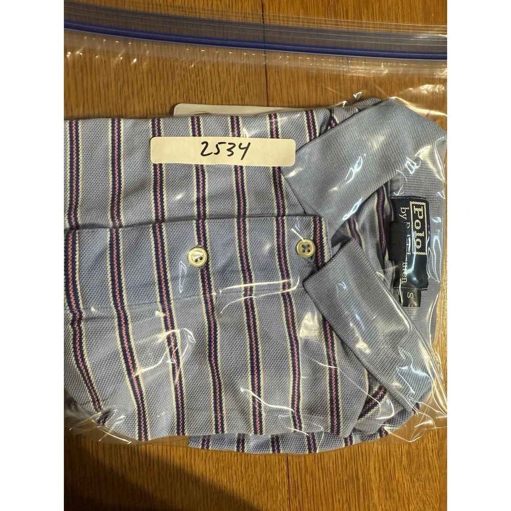Vintage Polo‎ By Ralph Lauren Polo Men's S Blue Striped Pink Pony Preppy Tennis